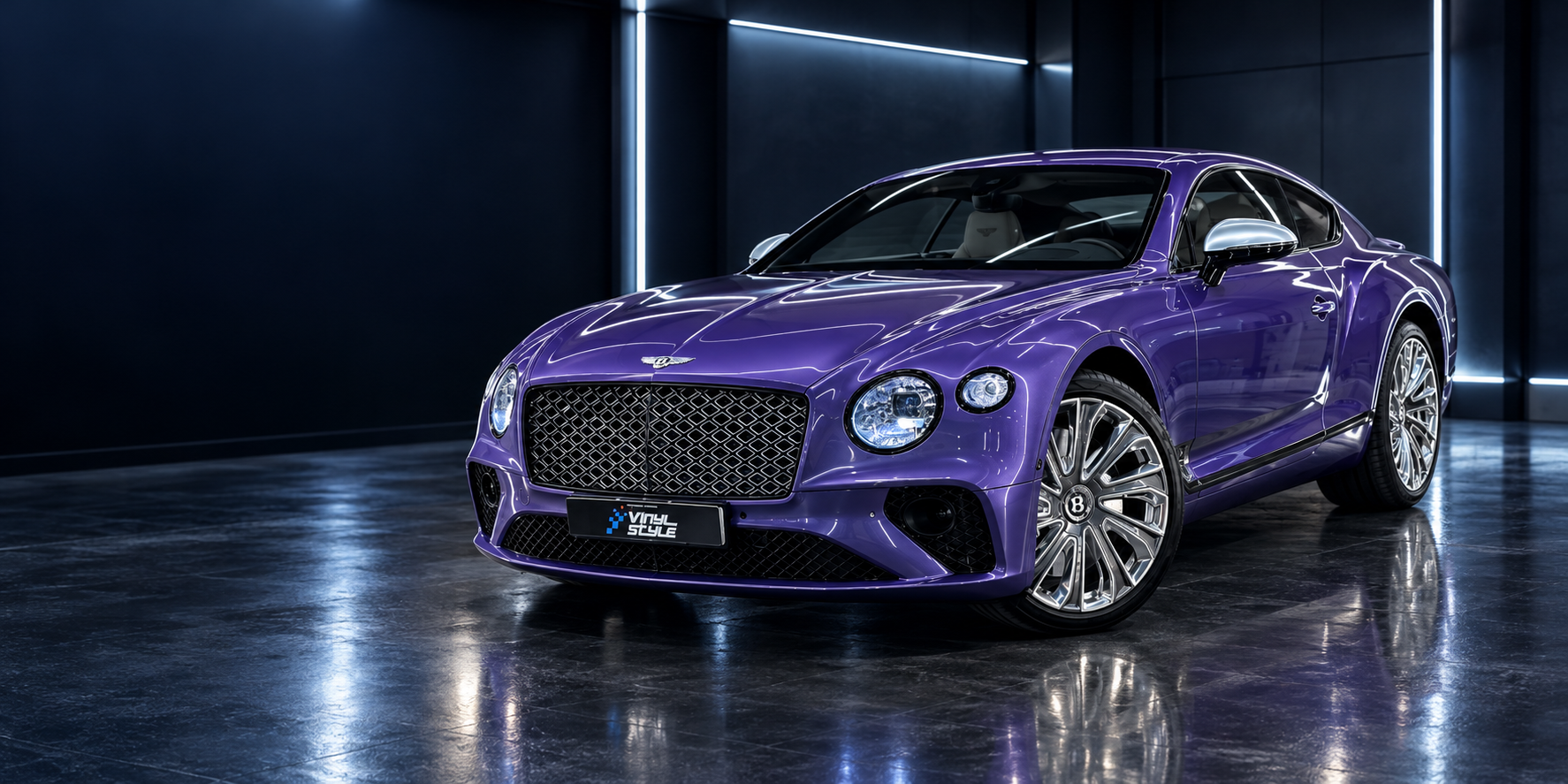Фиолетовый Bentley в студии детейлинга Vinyl Style